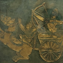 תמונה תאילנדית דקורטיבית עשויה תבליט נייר מוזהב