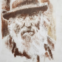 מ. מלמד - 'דמות יהודי' - גואש על נייר, חתום