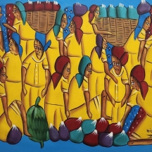 'בשוק הפירות' - ציור ישן, אקריליק על בד מוצמד ללוח, חתום: Wilner