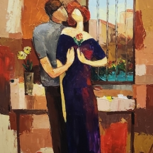 יעקב חייט (1939-2018) - 'זוג' - אקריליק על בד, חתום ומתוארך בגב הציור: 2013