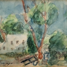 ענת גרינברג (Anat greenberg) - 'מריצה כחולה' - אקוורל על נייר, חתום