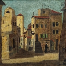 'יהודי בסמטה ירושלמית' - ציור ישן, שמן על בד, חתום: ברגר