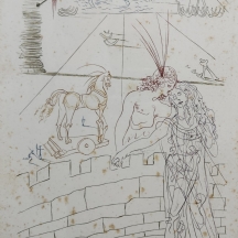 סלבדור דאלי (Salvador Dali) - 'פריס והלנה מטרויה' - ליטוגרפיה חתומה בפלטה בהטבעה