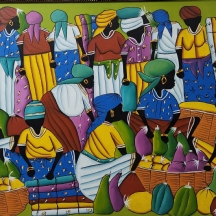 'נשים בשוק הפירות' - ציור גדול, אקריליק על בד, חתום