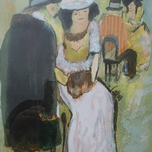 אלטר שלמה (Shlomo Alter) - 'גברת עם ידונית' - ליטוגרפיה חתומה בעיפרון