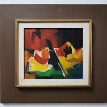 גרשון דוידוביץ - ''מסכה אפריקאית אדומה' - שמן על בד, חתום ומתוארך: 1973