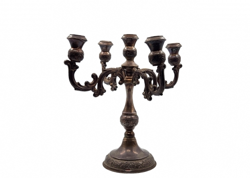 קנדלברה מרשימה עשויה כסף 'סטרלינג' (חתום 925), לחמישה נרות, משקל: 960 גרם