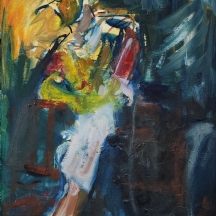 משה גרין - 'גונדוליסט במנוחה' - ציור ישן ויפה, שמן על בד צרפתי, חתום