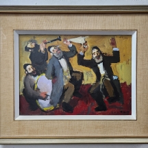 אד (אדי) אדלר (Ed Adler) - 'ארבעה כליזמרים רוקדים' - שמן על בד, חתום