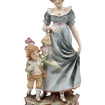 פסל פורצלן גרמני עתיק גדול ומרשים, בדמות אישה וילד, מתוצרת: 'גרפנטל' (Grafenthal