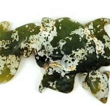 קישוט שולחני סיני ישן, עשוי ג'ייד, מגולף בדמות עוף החול (הפניקס)