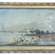 'ירח מעל ביצה' - ציור אירופאי עתיק, שמן על עץ, לא חתום, 1890-1910 בקירוב