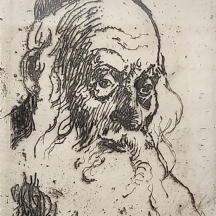 הרמן שטרוק (Hermann Struck) - 'ראש יהודי זקן' - תצריב קטן, חתום בעיפרון וממוספר