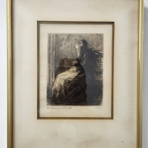 הרמן שטרוק (Hermann Struck) - 'אישה ליד סלי נצרים' - תצריב, חתום בעיפרון וממוספר