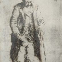 הרמן שטרוק (Hermann Struck) - 'קבצן יהודי' - תצריב, חתום בעיפרון, מתוארך: 1904