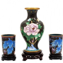 לוט של 3 כלי קלואזונה (Cloisonne) סינים ישנים