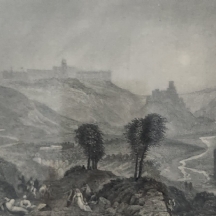 תצריב גרמני עתיק של הר תבור - 'Der Berg Morijah' - משנת 1850 בקירוב, ידות: 16X24