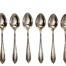 סט של 6 כפיות כסף פולניות עתיקות מתחילת המאה העשרים, עשויות כסף: '800', חתומות