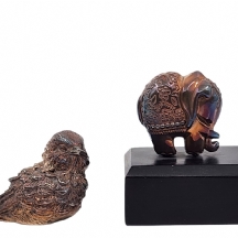 לוט של 2 פסלי כסף דקורטיביים קטנים עשויים בשיטת האלקטרופורמינג, חתומים '925'