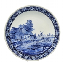 צלחת בלגית עתיקה וגדולה לתליה על הקיר