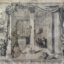 פרגוד ההיכל בבית המקדש - תצריב הולנדי עתיק מהמאה ה17