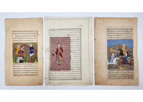 לוט של 3 ציורי מיניאטורה פרסים עתיקים