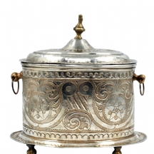 כלי מרוקאי ישן לעוגיות, עשוי מתכת מצופה כסף, חתום