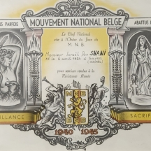 תעודת הוקרה מ'התנועה הלאומית הבלגית', תנועת ההתנגדות הצבאית