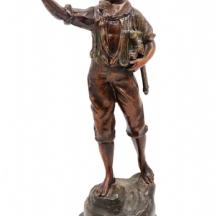 'L'idee' פסל שפלטר צרפתי ישן על פי 'Par Rousseau', פטינה חומה דמויית ברונזה