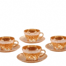 סט של 6 ספלי קפה ותחתיות תואמות
