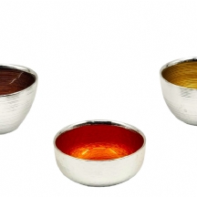 סט של 3 קעריות זכוכית מוכספות, צבעוניות