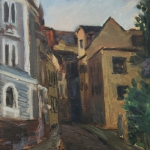 'אריה הררי' - 'סמטאות', שמן על לוח