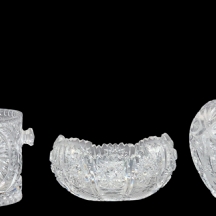 לוט הכולל 3 חפצי נוי מזכוכית וקריסטל