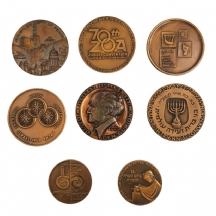 לוט של 8 מדליות ישנות שונות מברונזה ונחושת