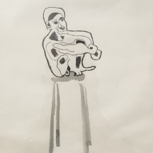 'מנוחת הלוחם' - טוש על אקוורל על נייר