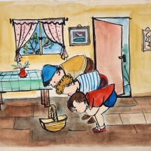 רות שלוס, (Ruth Schloss) - ציור ישן, מתוך סדרת איורים למצגות לילדים משנות ה-50