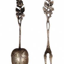 סט של כפית ומזלג קטנים מכסף