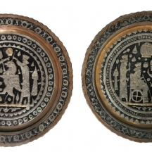 לוט של 2 מגשי נחושת פרסיים