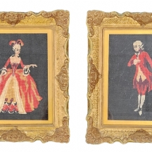 לוט של זוג תמונות גובלן בדמות של אצילה ובדמות של אציל