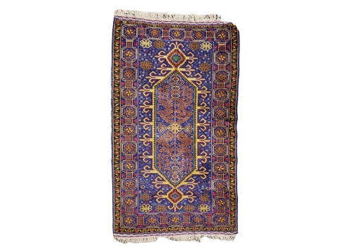שטיח אפגני עתיק בן כמאה שנה, ארוג ביד, צמר על צמר