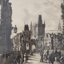 'נוף עיירה אירופאית' - הדפס ישן על פי תצריב עתיק