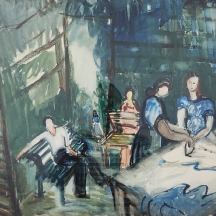 יוסף קוסונוגי, (Joseph Kossonogi) - 'נשים עובדות', אקוורל על נייר