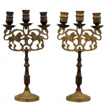 לאספני יודאיקה - זוג מנורות שבת יהודיות עתיקות (שבתיות), מזרח אירופה, המאה ה-19