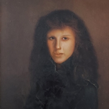 אורי גיל - 'פורטרט נערה', שמן על נייר מוצמד ללוח