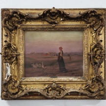 אמה פרט (Aime Perret, צרפת, 1846-1927) - 'רועת אווזים', ציור עתיק