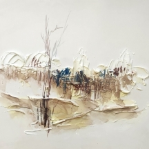 נווה מדבר - טכניקה מעורבת, חתום ש. שמיר