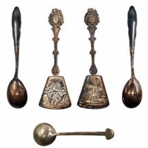 לוט של 5 כפיות ישנות ושונות, מוכספות