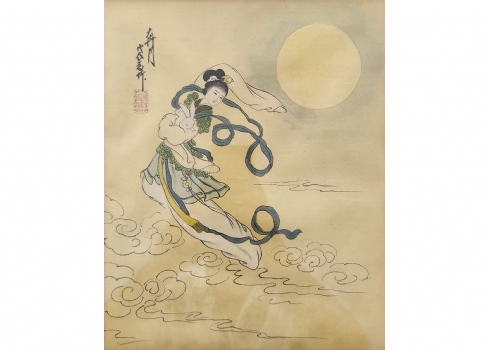 'על פני המים' - ציור סיני ישן, שמן על בד