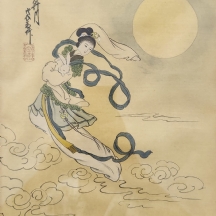 'על פני המים' - ציור סיני ישן, שמן על בד