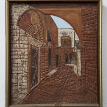 'סמטה בעיר העתיקה' - תבליט נחושת ישן